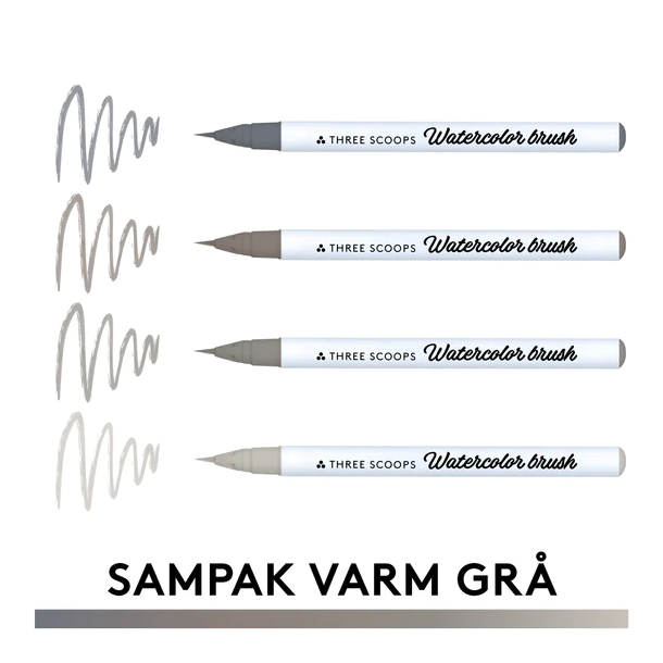 Three Scoops Watercolor Brush - Sampak Varm gr