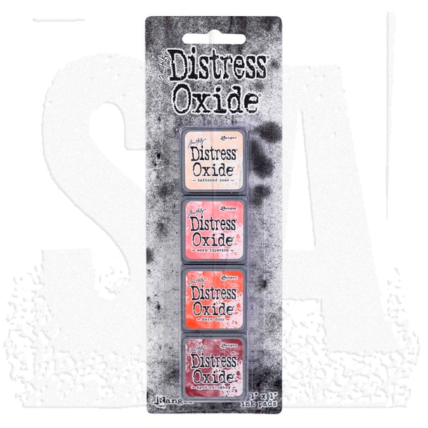 Distress Mini Oxide Kit 13 - Tattered Rose, Worn Lipstick, Barn Door, Aged Mahogany