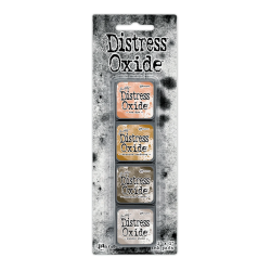 Distress Mini Oxide Kit 18 - Tea Dye, Brushed Corduroy, Scorched Timber, Pumice Stone