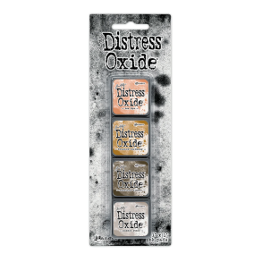 Distress Mini Oxide Kit 18 - Tea Dye, Brushed Corduroy, Scorched Timber, Pumice Stone