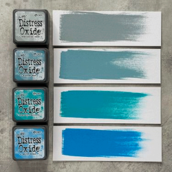 Distress Mini Oxide Kit 4 - Weathered Wood/Stormy Sky/Peacock Feathers/Salty Ocean