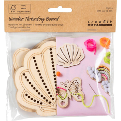 Tr�figure med huller -  Musling, sommerfugl, regnbue - 6 stk