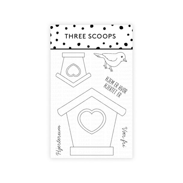 Three Scoops - Stempel - Fuglehus  hjerterum