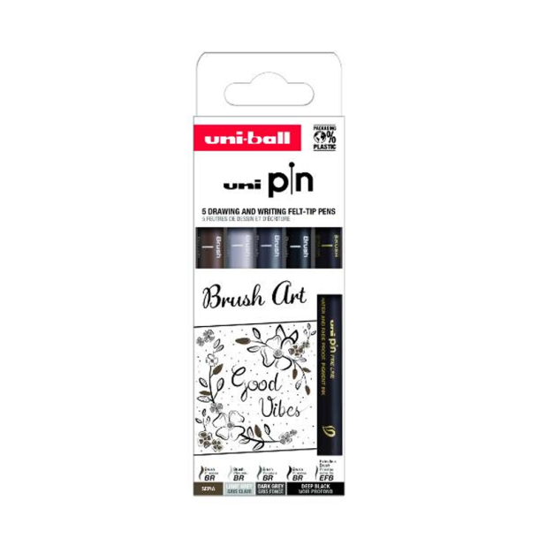 Uni-ball - Uni Pin - Brush art st - 5 stk
