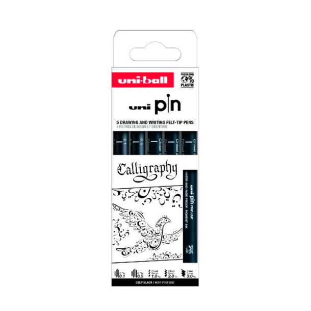 UNI PIN - Kalligrafi Tegnepenne - 5 stk