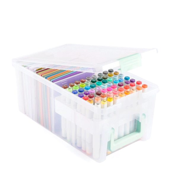 Vaessen Creative - Markers + Kort - Opbevaringsboks - 39 x 21 x 16 cm