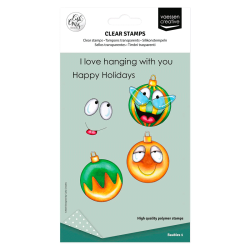 Vaessen Creative - Stempel - Julekugler med ansigt 1