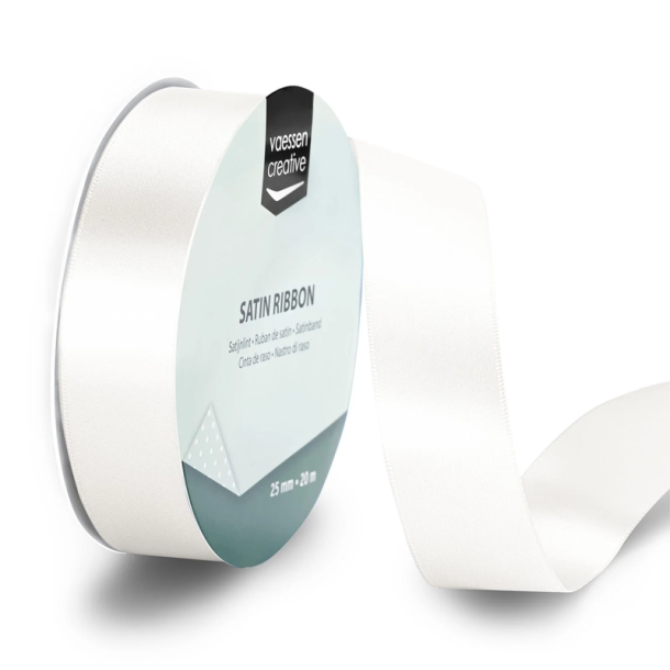 Vaessen Creative - Satinb�nd - 20 m - 2,5 cm - White