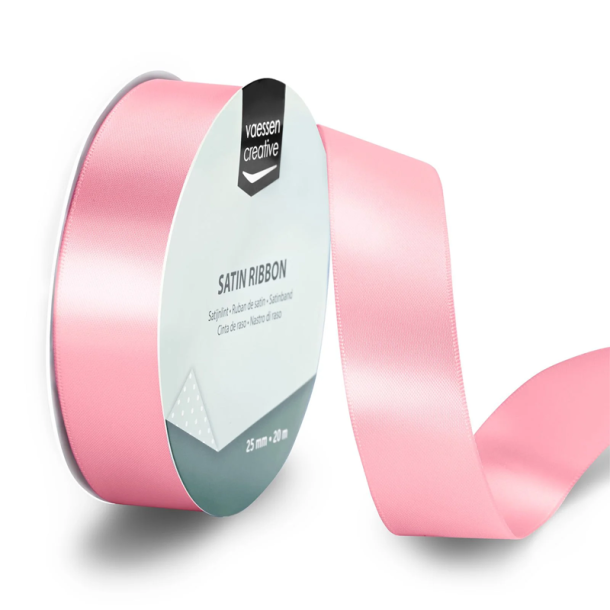 Vaessen Creative - Satinb�nd - 20 m - 2,5 cm - Light Pink