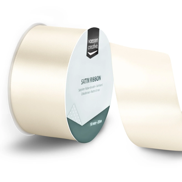 Vaessen Creative - Satinb�nd - 20 m - 5 cm - Antique White