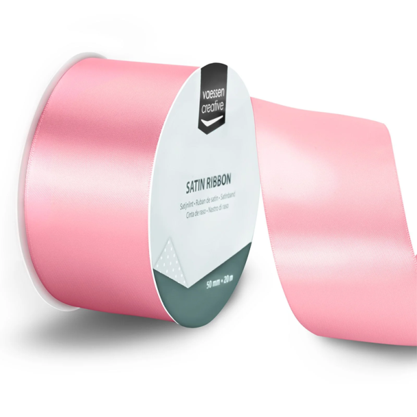Vaessen Creative - Satinb�nd - 20 m - 5 cm - Light Pink