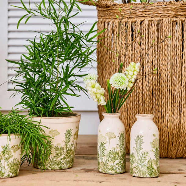 Vase - Grass - Gr�n / Creme - 16 x 8 cm