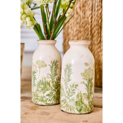 Vase - Grass - Gr�n / Creme - 16 x 8 cm