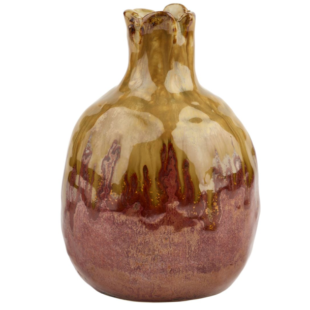 Vase - Keramik - Gylden - 14 x 10 cm