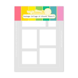 Waffle Flower - Stencil - Postage Collage - A7 - Blocks