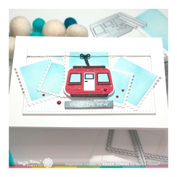 Waffle Flower - Stencil - Postage Collage - A7 - Blocks