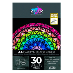 Zieler - Blok med sort papir - A4 - 30 ark