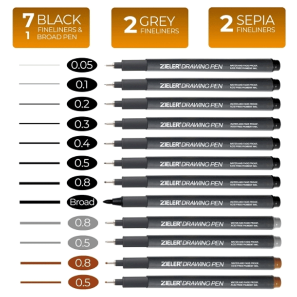 Zieler - Fineliners - 12 stk