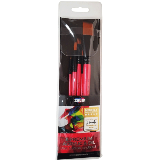 Zieler - Pensler til olie- og akrylmaling - 5 stk